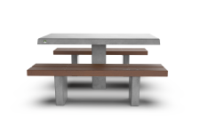 מערכת חורש עם מושבי בטון דמוי עץ