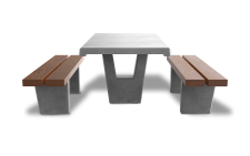 מערכת חורש עם מושבי בטון דמוי עץ מערכת חורש עם מושבי בטון דמוי עץ