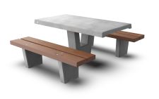 מערכת חורש עם מושבי בטון דמוי עץ