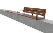 קופינג עץ פס ישר עם משענת ומסעדי יד